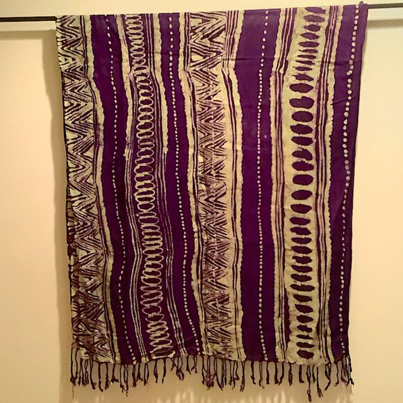 The Unbranded Brand Accessories - Yoruba-adire Purple & light green rectangle patterned scarf, custom-dyed